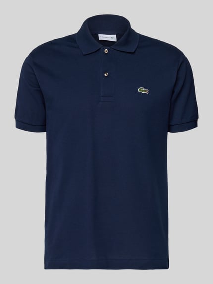 Produktfoto, Poloshirt mit Label-Stitching Modell 'L.12.12 CORE' von LACOSTE aus reiner Baumwolle, unifarbenes Design, Regular Fit, gerippte Ärmelabschlüsse, Polokragen, kurze Knopfleiste, Rückenlänge bei Größe M 72 cm.