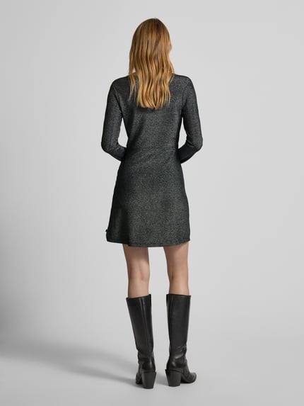 Tom Tailor Denim Sukienka mini o kroju shaped fit w kopertowym stylu z efektem błyszczącym Czarny 5