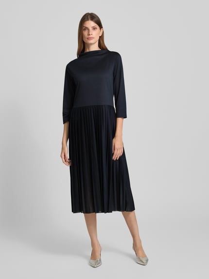 MORE & MORE Midikleid mit Stehkragen und Plisseefalten Marine 4