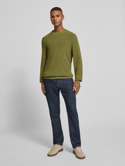 MCNEAL Gebreide pullover met ribboorden Rietgroen gemêleerd - 1