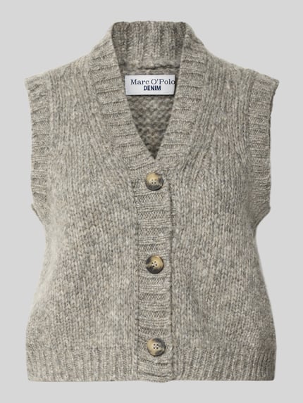 Marc O'Polo DENIM Regular fit mouwloos vest van scheerwolmix Lichtgrijs gemêleerd - 2