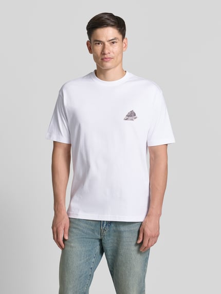 BOSS Orange t-shirt o kroju regular fit z czystej bawełny model 'TE_FRAME' Biały 4