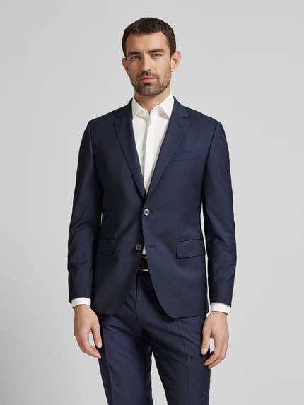BOSS Slim fit 2-knoops colbert met kissing buttons, model 'Huge' Marineblauw - 4