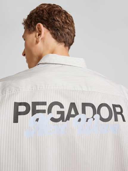 PEGADOR Oversized Freizeithemd mit Label-Print Modell 'MARO' Offwhite 3