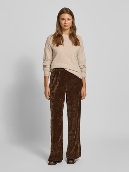 Jake*s Casual Samthose mit elastischem Bund Dunkelbraun 1