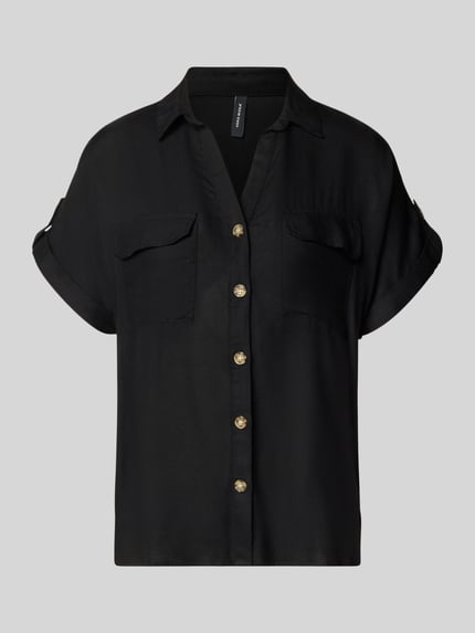 VERO MODA regular fit overhemdblouse van pure viscose model 'BUMPY' Zwart - 2