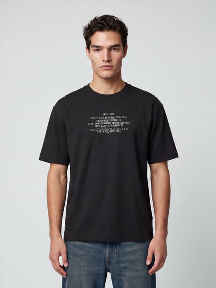 G-Star RAW T-shirt z centralnym nadrukiem z logo Czarny 4