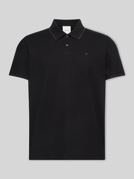 CK Calvin Klein Poloshirt mit Logo Stitching aus reiner Baumwolle Black 2