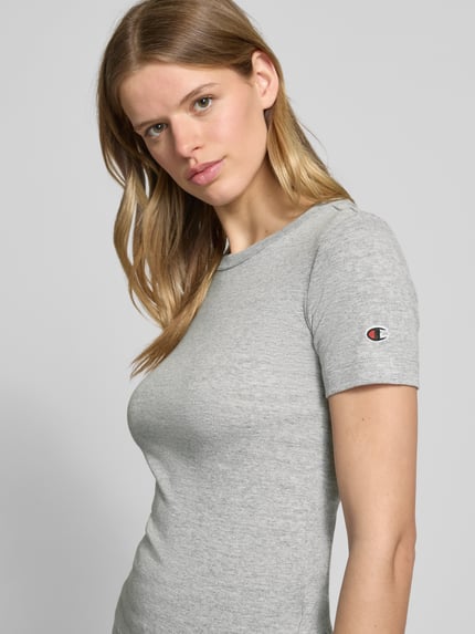 Champion T-shirt z prążkowanym okrągłym dekoltem Jasnoszary 3