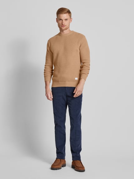 Manuel Ritz Wollen pullover met labelpatch Beige - 1