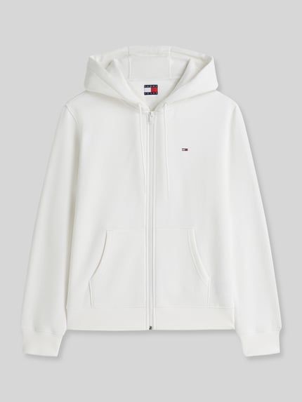 Tommy Jeans Bluza rozpinana o kroju regular fit z mieszanki bawełny Złamany biały 2