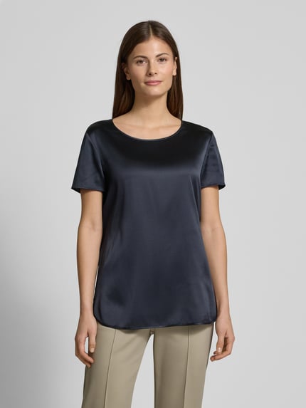 MM by Max Mara Regular fit blouseshirt met ronde hals, model 'CORTONA' Donkerblauw - 4
