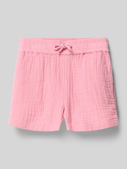 Produktfoto, Regular Fit Bermudas aus reiner Baumwolle Modell 'THYRA' von Only, Optik: Unifarben, Farbe Rosa, elastischer Bund, seitliche Eingrifftaschen, feine Struktur.