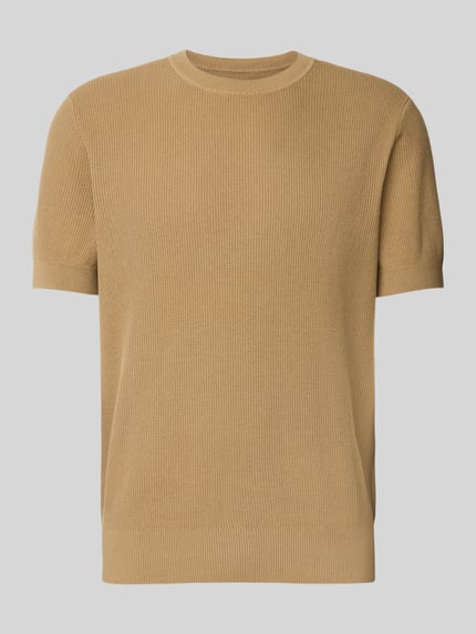 Jake*s Studio Men T-shirt met ribboorden, model 'CASPER' Camel - 2
