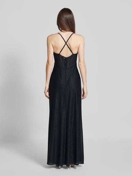 VM by Vera Mont Abendkleid mit Wasserfall-Ausschnitt Dunkelblau 5