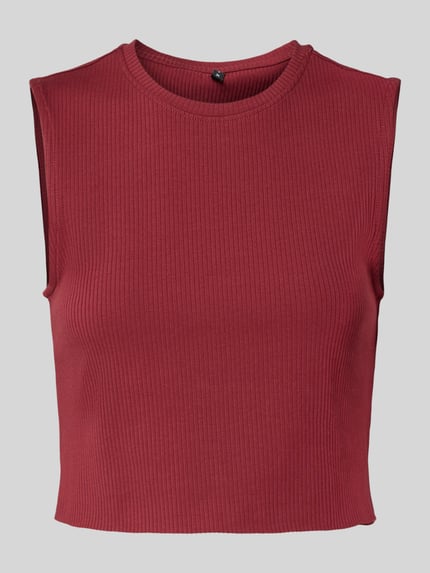 ONLY Slim fit korte top van katoenmix, model 'VELA' Bordeaux - 2
