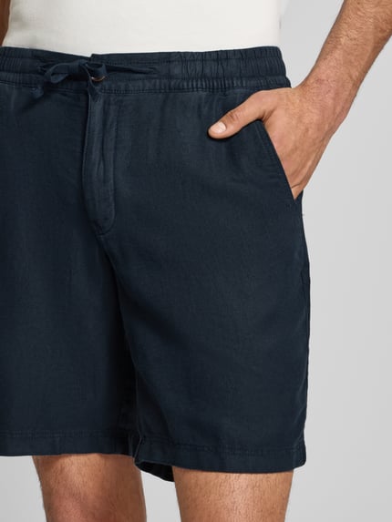 Superdry Szorty lniane o kroju regular fit z tunelem model ‘Merchant’ Ciemnoniebieski 3