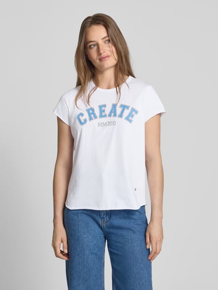 MOS MOSH T-shirt met labelprint, model 'Celli' Offwhite - 4