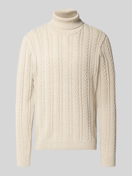 JACK & JONES Premium Coltrui met kabelpatroon Offwhite gemêleerd - 2