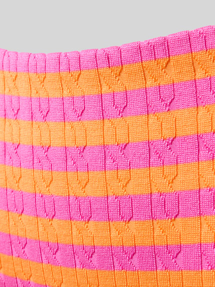 Productfoto, Bikini Slip met Allover-Muster Modell 'CABLESTRIPE' van Polo Ralph Lauren in roze-oranje, structuurpatroon, jersey-stretch, logostitching