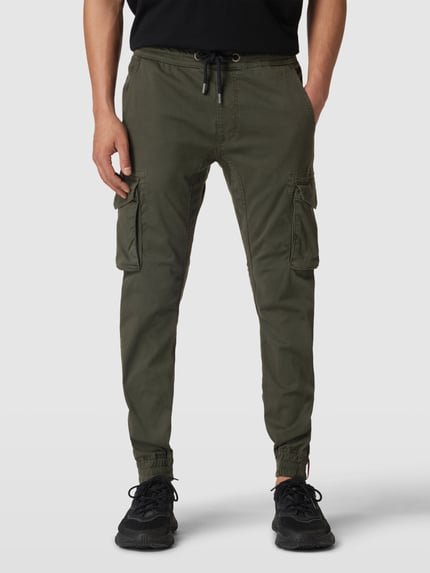 Alpha Industries Cargobroek met labeldetails, model 'Twill' Zwart - 4