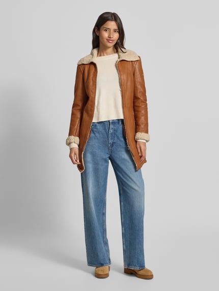 Cabrini Lederjacke mit Teddyfutter Cognac 1