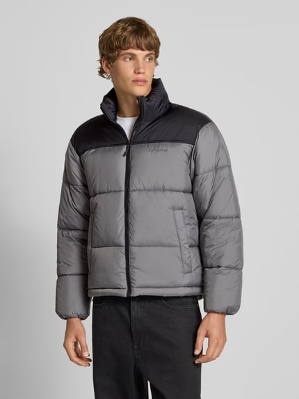 REVIEW Gewatteerd jack met labelprint Donkergrijs - 4