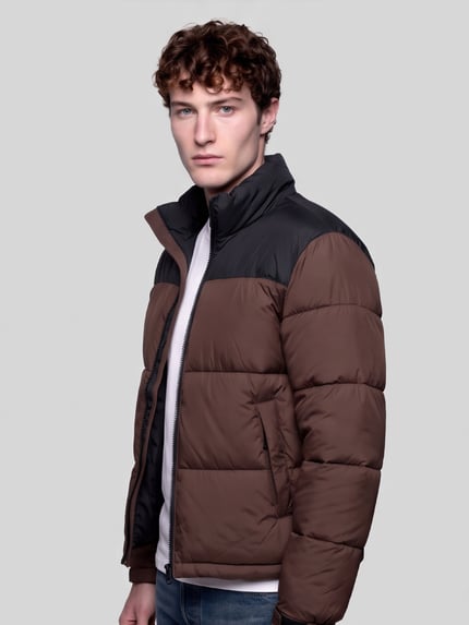 ONLY & SONS Regular Fit Steppjacke mit hohem Stehkragen Modell 'ONSMAVERICK' Dunkelbraun 3