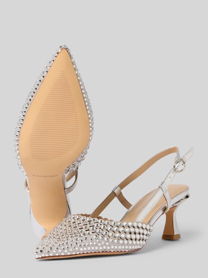 Productfoto, Pumps met siersteentjes van ALMA EN PENA, puntige voorkant, riempjes met doornsluiting, naaldhak van 7 cm maat 40