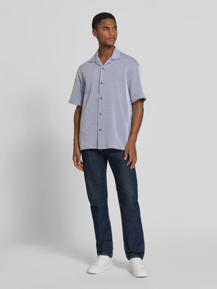 MCNEAL regular fit vrijetijdsoverhemd met reverskraag Donkerblauw - 1
