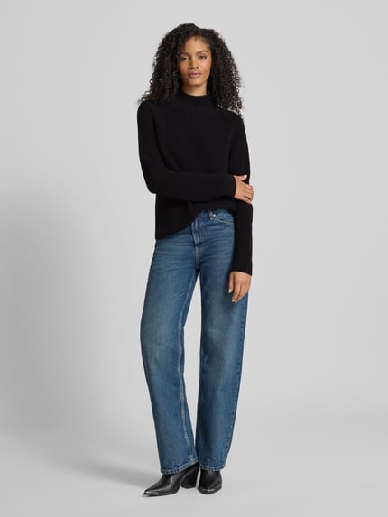 Marc O'Polo Sweter z dzianiny o kroju regular fit z czystej bawełny Czarny 1