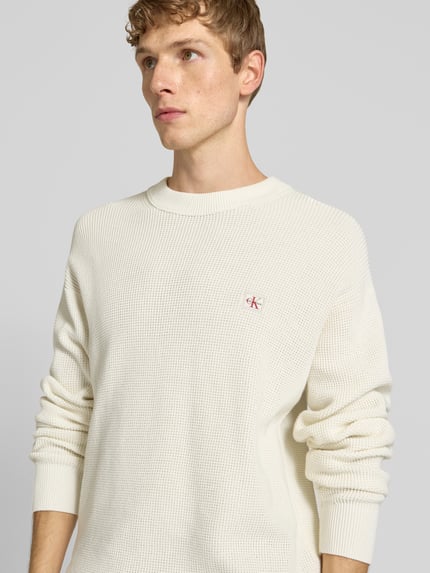 Calvin Klein Jeans Gebreide pullover met labelpatch Offwhite - 3