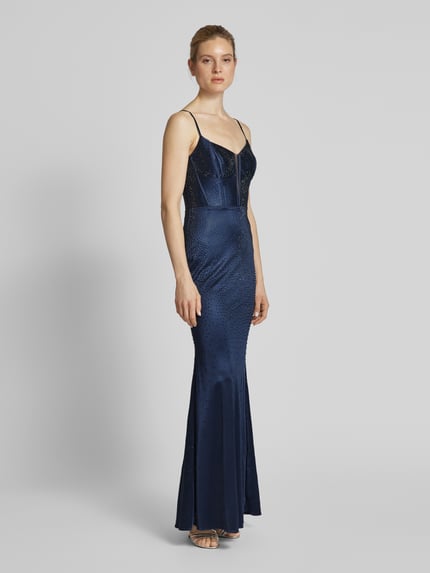 Mascara Abendkleid mit Ziersteinbesatz Dunkelblau 1