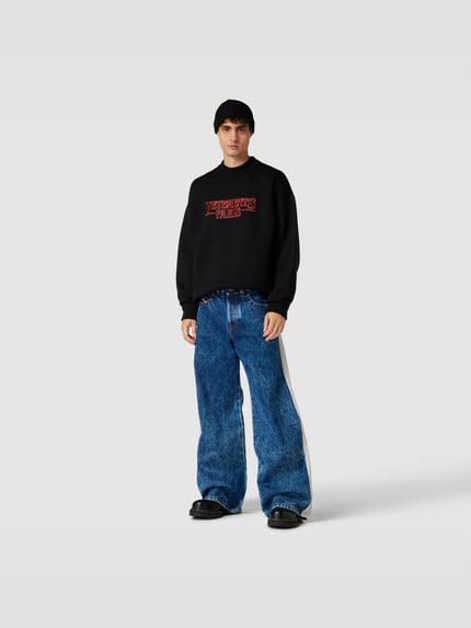 VETEMENTS oversized sweatshirt met labelstitching Zwart - 1