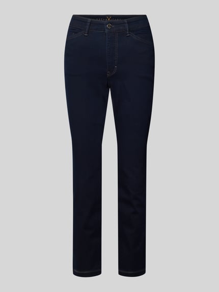 Produktfoto, donkerblauwe Skinny Fit Jeans in verkorte pasvorm Modell 'DREAM CHIC' van MAC, katoenmix met stretch, vijf zakken.