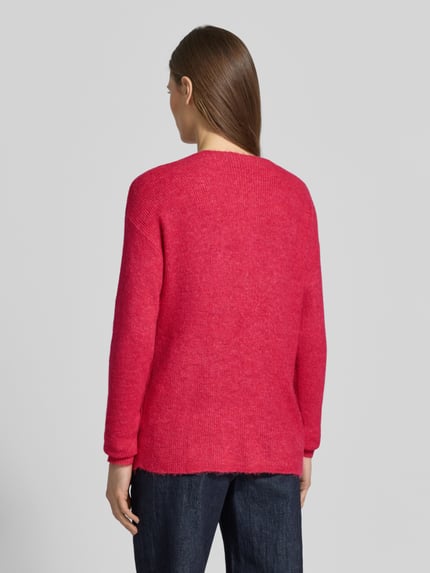 VERO MODA Sweter z dekoltem w serek w kroju regular fit model 'CREWLEFILE' Neonowy różowy 5