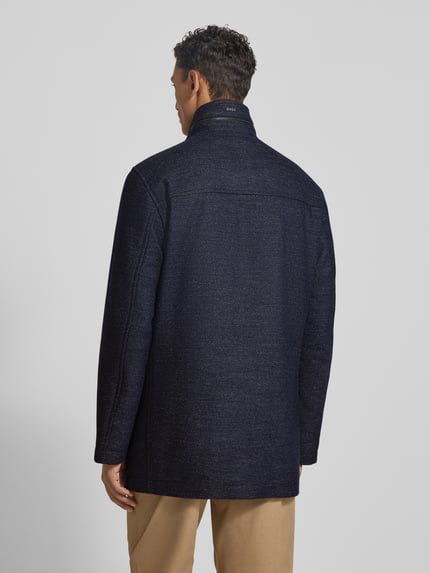 BOSS Regular fit wollen lange jas met opbergbare capuchon, model 'CAMRON' Marineblauw - 5