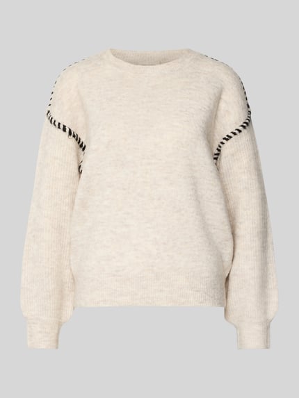 FREE/QUENT Gebreide pullover met ronde hals, model 'Kinlock' Beige - 2