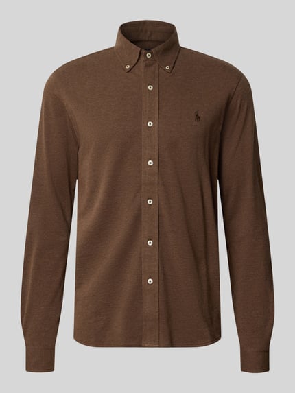 Produktfoto, Regular Fit Freizeithemd aus reiner Baumwolle von Polo Ralph Lauren in Braun mit Knopfleiste und glatter Textur.