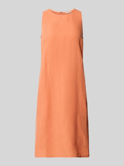 Produktfoto, Leicht ausgestelltes Leinenkleid in Knielänge van Marc O'Polo, look: effen, pasvorm: licht uitlopend, lengte: knielengte, hals: ronde hals, mouwvorm: zonder mouwen, materiaal: puur linnen