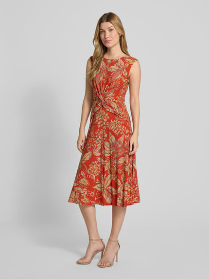 Lauren Ralph Lauren Sukienka midi z wiązanym detalem model ‘TESSANNE’ Czerwony melanż 1