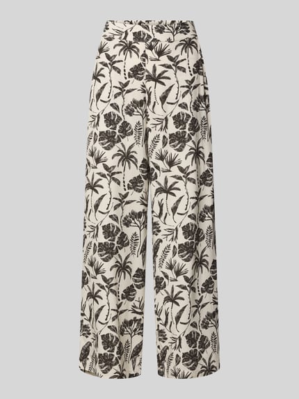Jake*s Collection Wide leg stoffen broek met steekzakken Beige - 2