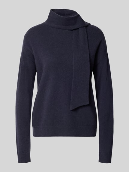 Christian Berg Woman Kaschmirpullover mit Schal-Detail Dunkelblau 2