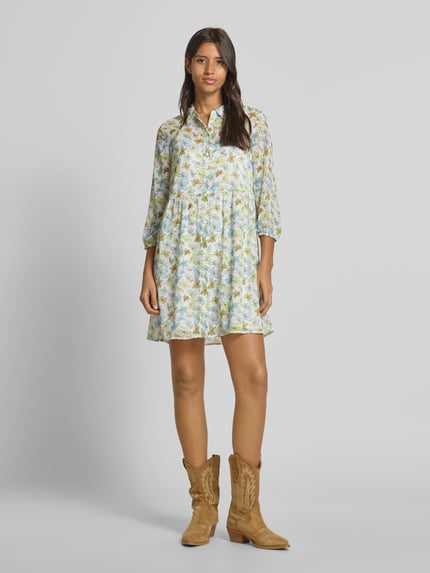 Tom Tailor Denim A-Linie Babydoll-Kleid aus Chiffon mit Viskose-Futter Offwhite 1