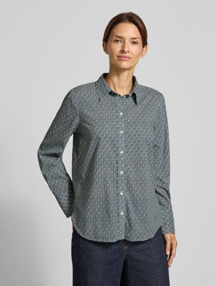 Tom Tailor Regular fit overhemdblouse van katoenmix Petrol - 4