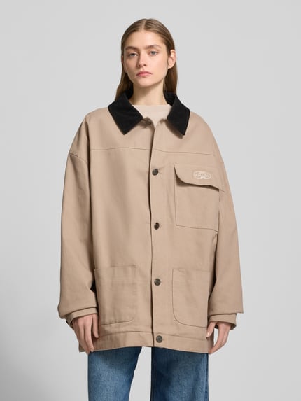 Karo Kauer Hemdjacke mit Label-Stitching Sand 4