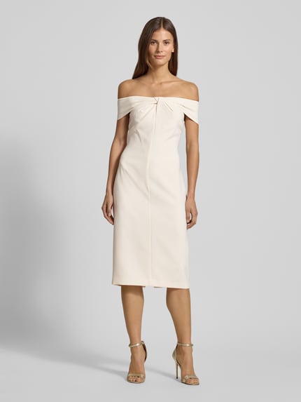 Lauren Ralph Lauren Knielanges Cocktailkleid mit Knoten-Detail Modell 'TAKOTA' Beige 1