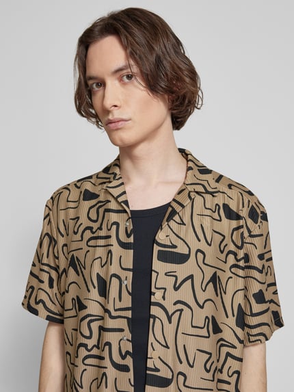 ONLY & SONS Regular Fit Freizeithemd mit Strukturmuster Modell 'KARI' Beige 3