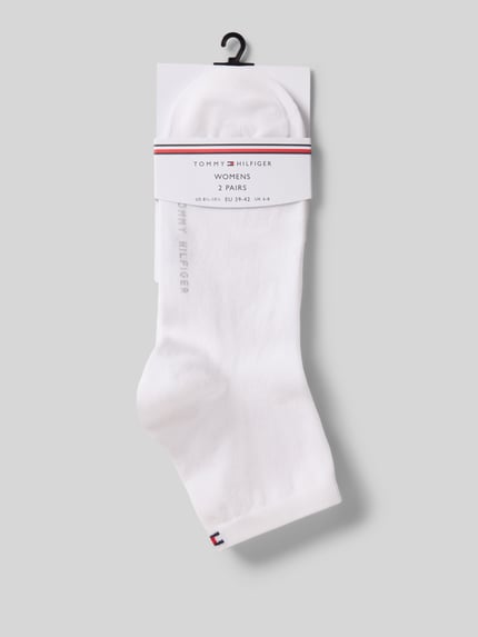 Produktfoto, Socken im 2er-Pack von Tommy Hilfiger, weiß, Baumwoll-Mix, elastischer Bund, dezentes Logo-Stitching, Damen