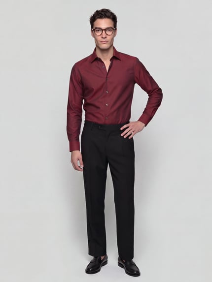 BOSS Koszula o kroju slim fit biznesowa z czystej bawełny model 'H-Hank-K' Bordowy 1